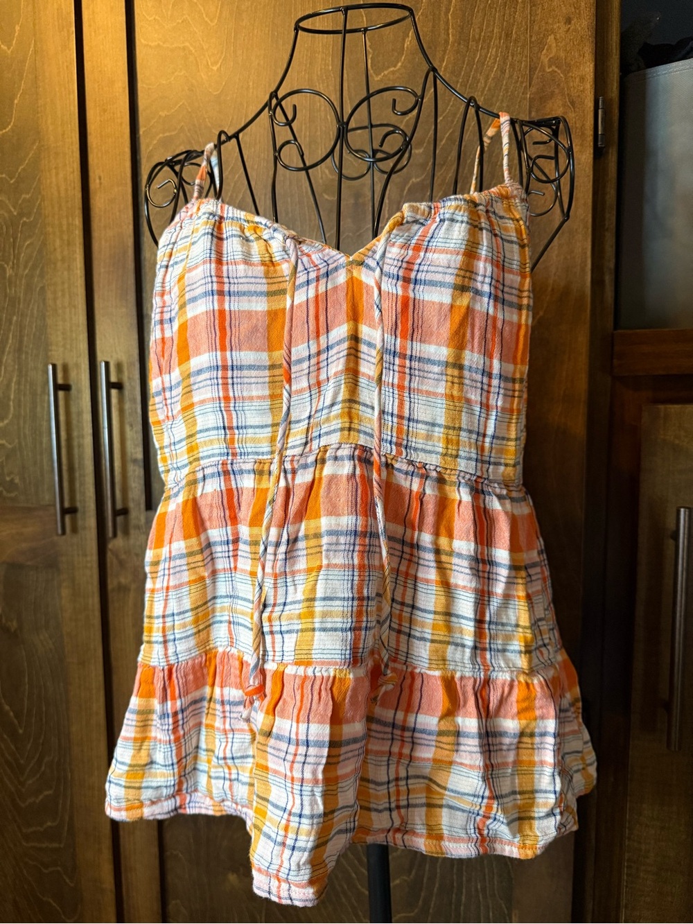 Old Navy Orange Plaid Spaghetti-Strap Camisole